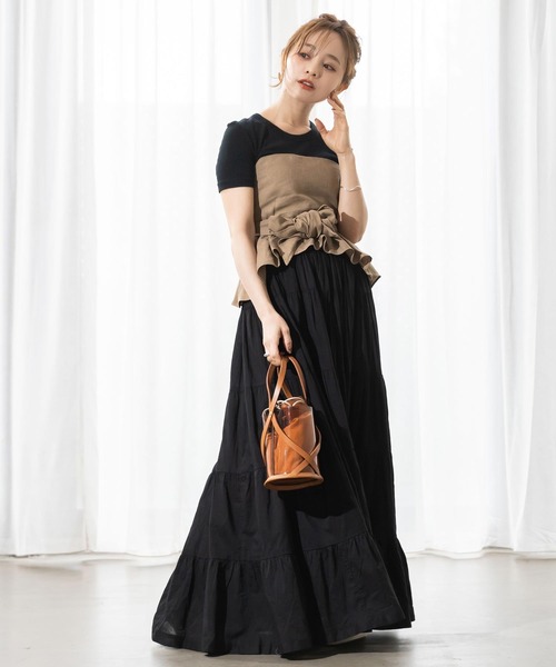 KOBE LETTUCE(コウベレタス)の「【WEARISTA田中亜希子さん×KOBE LETTUCEコラボ】インド綿ティアードマキシスカート(スカート・レディース・ホワイト系その他/ミント/ブラック/モカ・FREE)」の8枚目の写真