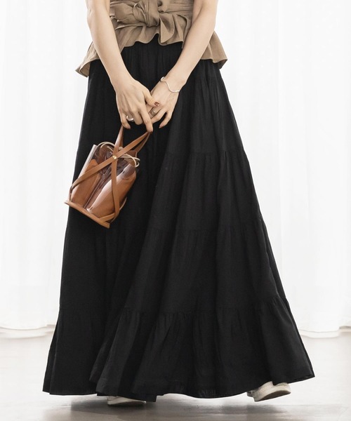 KOBE LETTUCE(コウベレタス)の「【WEARISTA田中亜希子さん×KOBE LETTUCEコラボ】インド綿ティアードマキシスカート(スカート・レディース・ホワイト系その他/ミント/ブラック/モカ・FREE)」の11枚目の写真