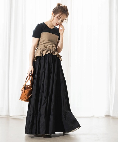 KOBE LETTUCE(コウベレタス)の「【WEARISTA田中亜希子さん×KOBE LETTUCEコラボ】インド綿ティアードマキシスカート(スカート・レディース・ホワイト系その他/ミント/ブラック/モカ・FREE)」の9枚目の写真