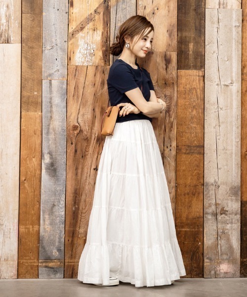 KOBE LETTUCE(コウベレタス)の「【WEARISTA田中亜希子さん×KOBE LETTUCEコラボ】インド綿ティアードマキシスカート(スカート・レディース・ホワイト系その他/ミント/ブラック/モカ・FREE)」の14枚目の写真