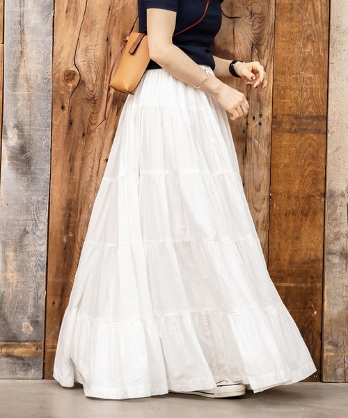 KOBE LETTUCE(コウベレタス)の「【WEARISTA田中亜希子さん×KOBE LETTUCEコラボ】インド綿ティアードマキシスカート(スカート・レディース・ホワイト系その他/ミント/ブラック/モカ・FREE)」の15枚目の写真