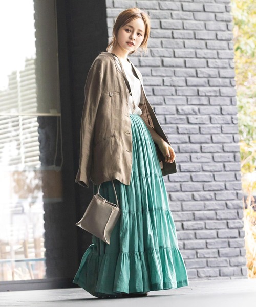 KOBE LETTUCE(コウベレタス)の「【WEARISTA田中亜希子さん×KOBE LETTUCEコラボ】インド綿ティアードマキシスカート(スカート・レディース・ホワイト系その他/ミント/ブラック/モカ・FREE)」の20枚目の写真