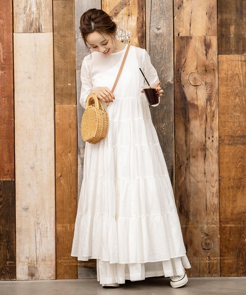 KOBE LETTUCE(コウベレタス)の「【WEARISTA田中亜希子さん×KOBE LETTUCEコラボ】インド綿ティアードマキシスカート(スカート・レディース・ホワイト系その他/ミント/ブラック/モカ・FREE)」の18枚目の写真