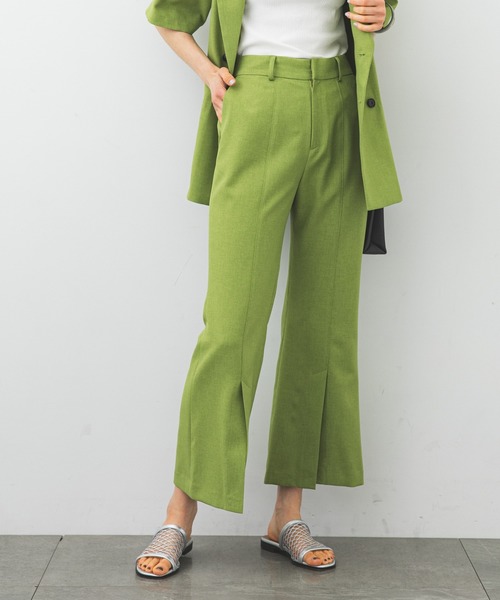 STUDIOUS（ステュディオス）の「【STUDIOUS】ボタニカルアンクルフレアパンツ（その他パンツ・レディース・ベージュ/グリーン・1/2）」の2枚目の写真