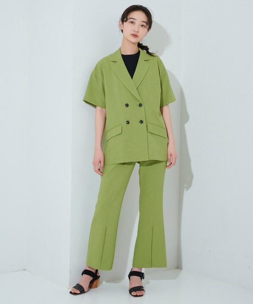 STUDIOUS（ステュディオス）の「【STUDIOUS】ボタニカルアンクルフレアパンツ（その他パンツ・レディース・ベージュ/グリーン・1/2）」の3枚目の写真