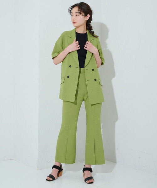 STUDIOUS（ステュディオス）の「【STUDIOUS】ボタニカルアンクルフレアパンツ（その他パンツ・レディース・ベージュ/グリーン・1/2）」の4枚目の写真