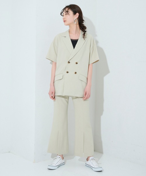 STUDIOUS（ステュディオス）の「【STUDIOUS】ボタニカルアンクルフレアパンツ（その他パンツ・レディース・ベージュ/グリーン・1/2）」の5枚目の写真