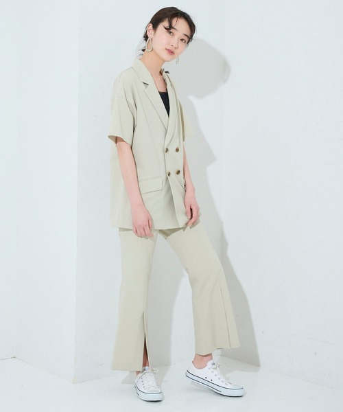 STUDIOUS（ステュディオス）の「【STUDIOUS】ボタニカルアンクルフレアパンツ（その他パンツ・レディース・ベージュ/グリーン・1/2）」の6枚目の写真