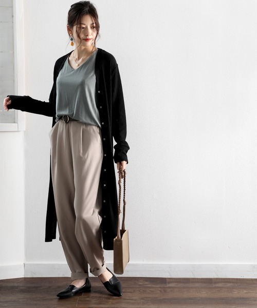 classicalelf（クラシカルエルフ）の「キッズ タック入りウエストゴム無地テーパードパンツ(フルレングス)（その他パンツ・キッズ・グリーン/ライトベージュ/ブラック/ベージュ・140/130/150）」の5枚目の写真