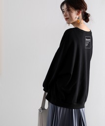 ガゼット付きバックプリントクルーネックスウェットプルオーバー(長袖)