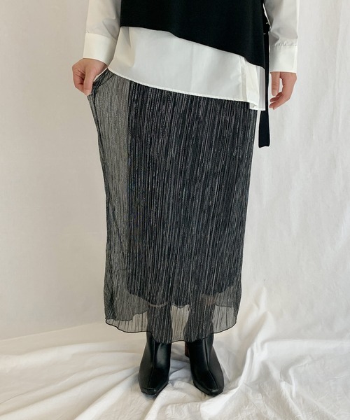 PICCIN（ピッチン）の「ロングラメスカート（スカート・レディース・ブラック/シルバー・M）」の2枚目の写真