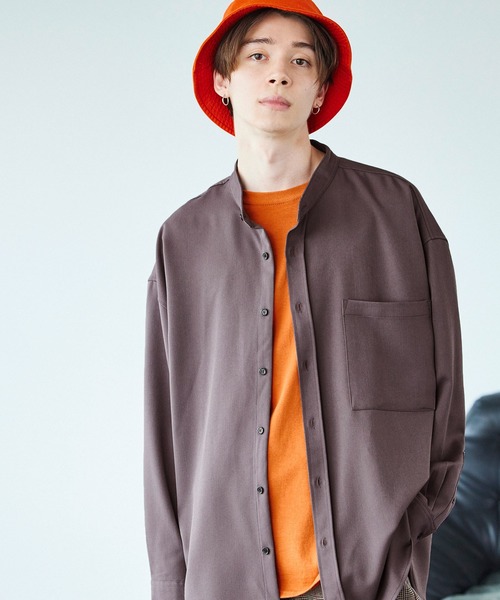 MONO-MART(モノマート)の「TRストレッチ スーパービッグシルエットバンドカラーシャツ(シャツ/ブラウス・メンズ・オフホワイト/ブラック/ライトグレー/グレー系その他/ダークブラウン/ベージュ系その他/グレー系その他2/グレー系その他3/ブルー・FREE)」の5枚目の写真