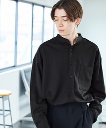 MONO-MART | TRストレッチ スーパービッグシルエットバンドカラーシャツ(シャツ/ブラウス)