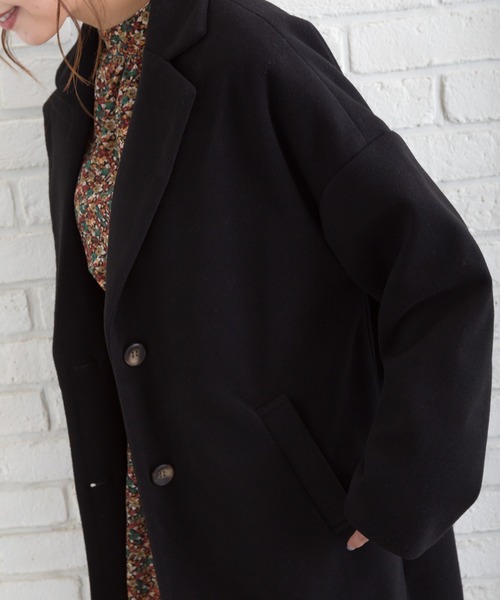 SpRay（スプレイ）の「エステルモッサチェスター（チェスターコート・レディース・ブラック/アイボリー/グレイッシュベージュ/ブルー/ブラウン・FREE）」の2枚目の写真