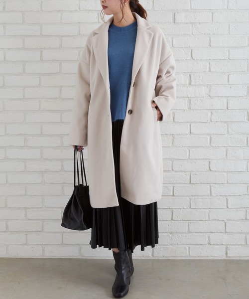 SpRay（スプレイ）の「エステルモッサチェスター（チェスターコート・レディース・ブラック/アイボリー/グレイッシュベージュ/ブルー/ブラウン・FREE）」の22枚目の写真