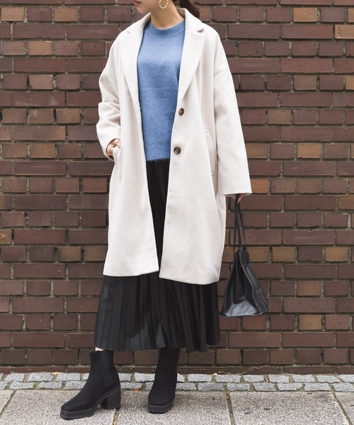 SpRay（スプレイ）の「エステルモッサチェスター（チェスターコート・レディース・ブラック/アイボリー/グレイッシュベージュ/ブルー/ブラウン・FREE）」の6枚目の写真