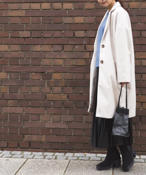 SpRay（スプレイ）の「エステルモッサチェスター（チェスターコート・レディース・ブラック/アイボリー/グレイッシュベージュ/ブルー/ブラウン・FREE）」の7枚目の写真