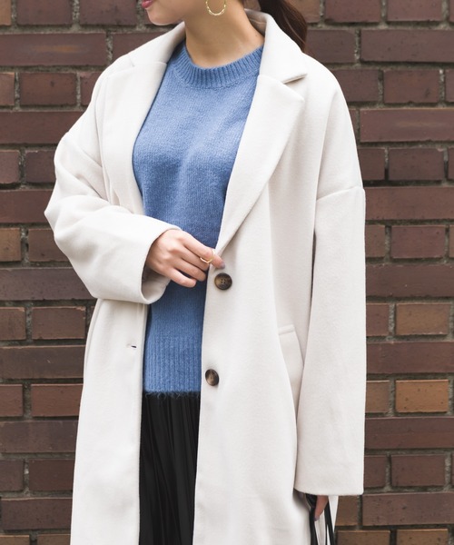 SpRay（スプレイ）の「エステルモッサチェスター（チェスターコート・レディース・ブラック/アイボリー/グレイッシュベージュ/ブルー/ブラウン・FREE）」の8枚目の写真