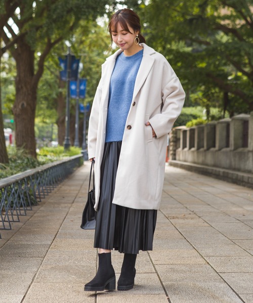 SpRay（スプレイ）の「エステルモッサチェスター（チェスターコート・レディース・ブラック/アイボリー/グレイッシュベージュ/ブルー/ブラウン・FREE）」の10枚目の写真