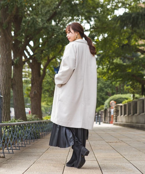 SpRay（スプレイ）の「エステルモッサチェスター（チェスターコート・レディース・ブラック/アイボリー/グレイッシュベージュ/ブルー/ブラウン・FREE）」の13枚目の写真