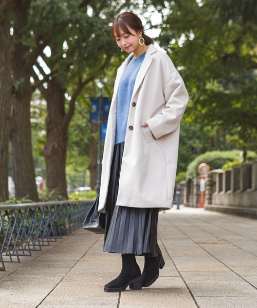 SpRay（スプレイ）の「エステルモッサチェスター（チェスターコート・レディース・ブラック/アイボリー/グレイッシュベージュ/ブルー/ブラウン・FREE）」の14枚目の写真