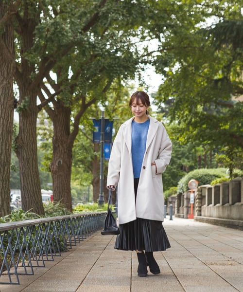 SpRay（スプレイ）の「エステルモッサチェスター（チェスターコート・レディース・ブラック/アイボリー/グレイッシュベージュ/ブルー/ブラウン・FREE）」の15枚目の写真