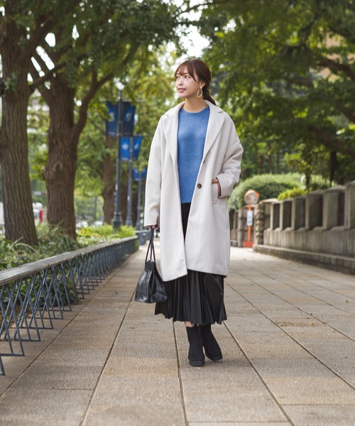 SpRay（スプレイ）の「エステルモッサチェスター（チェスターコート・レディース・ブラック/アイボリー/グレイッシュベージュ/ブルー/ブラウン・FREE）」の16枚目の写真