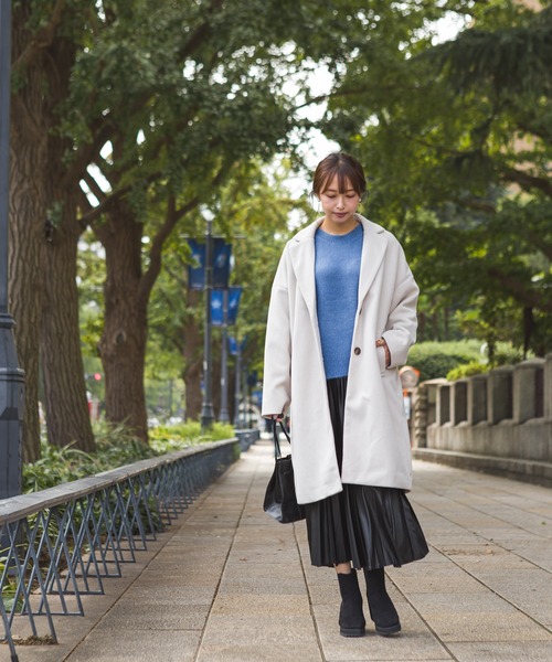 SpRay（スプレイ）の「エステルモッサチェスター（チェスターコート・レディース・ブラック/アイボリー/グレイッシュベージュ/ブルー/ブラウン・FREE）」の17枚目の写真