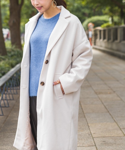 SpRay（スプレイ）の「エステルモッサチェスター（チェスターコート・レディース・ブラック/アイボリー/グレイッシュベージュ/ブルー/ブラウン・FREE）」の18枚目の写真