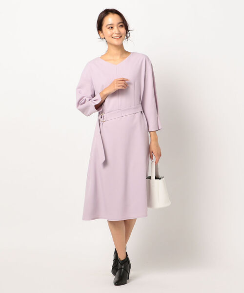 NOLLEY’S(ノーリーズ)の「ウーリージョーゼットワンピース(ワンピース・レディース・ラベンダー/ネイビー・38/36)」の2枚目の写真