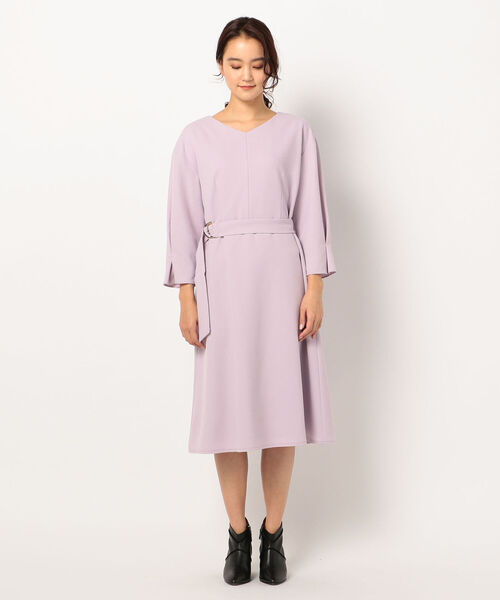 NOLLEY’S(ノーリーズ)の「ウーリージョーゼットワンピース(ワンピース・レディース・ラベンダー/ネイビー・38/36)」の4枚目の写真