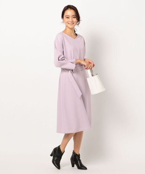 NOLLEY’S(ノーリーズ)の「ウーリージョーゼットワンピース(ワンピース・レディース・ラベンダー/ネイビー・38/36)」の14枚目の写真