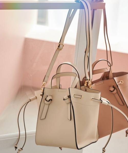 ドロスト付きマルチWAYフェイクレザー軽量トートバッグ（ショルダー