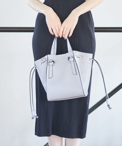 ドロスト付きマルチWAYフェイクレザー軽量トートバッグ（ショルダー