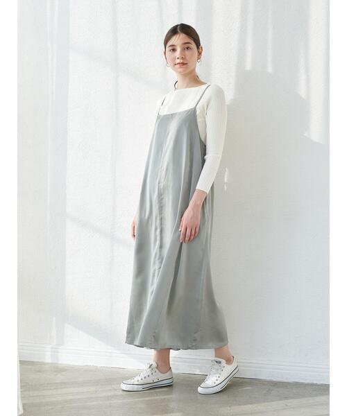 YECCA VECCA(イェッカヴェッカ)の「サテンキャミワンピース *(ワンピース)」|ミント