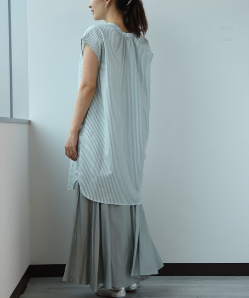 INTERPLANET(インタープラネット)の「レザーライクサテンスカート(スカート・レディース・グリーン/モカ/グレイッシュベージュ・FREE)」の6枚目の写真