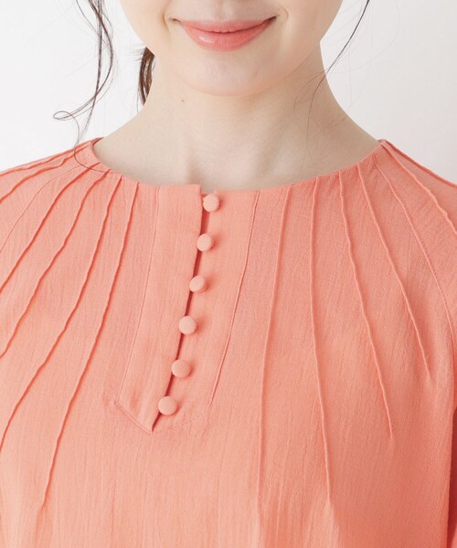 smart pink（スマートピンク）の「◆【手洗い可】コットン（綿）楊柳ピンタックブラウス（シャツ/ブラウス・レディース・アイボリー/ライトグリーン/オレンジ・88）」の8枚目の写真