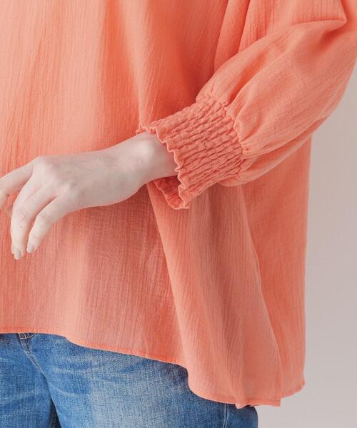smart pink（スマートピンク）の「◆【手洗い可】コットン（綿）楊柳ピンタックブラウス（シャツ/ブラウス・レディース・アイボリー/ライトグリーン/オレンジ・88）」の6枚目の写真