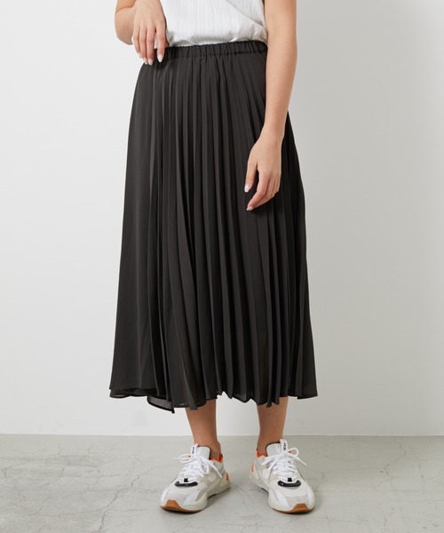 AZUL ENCANTO（アズールエンカント）の「シアークレープ　アシメプリーツスカート（スカート・レディース・アイボリー/ミント/ライトブラック・FREE）」の6枚目の写真