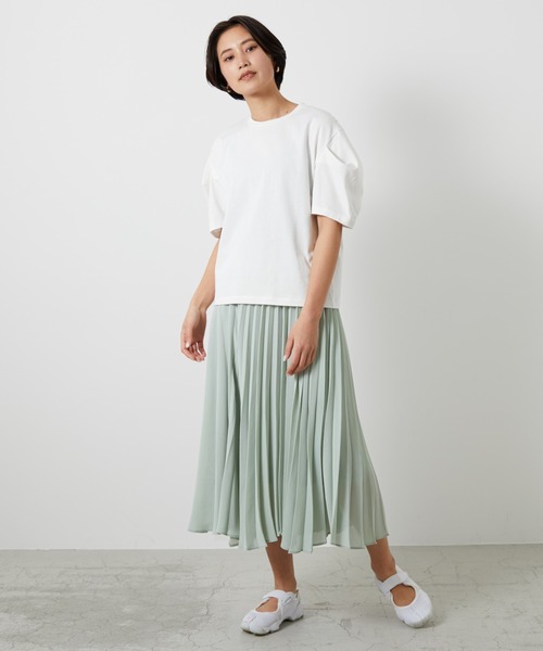 AZUL ENCANTO（アズールエンカント）の「シアークレープ　アシメプリーツスカート（スカート・レディース・アイボリー/ミント/ライトブラック・FREE）」の13枚目の写真