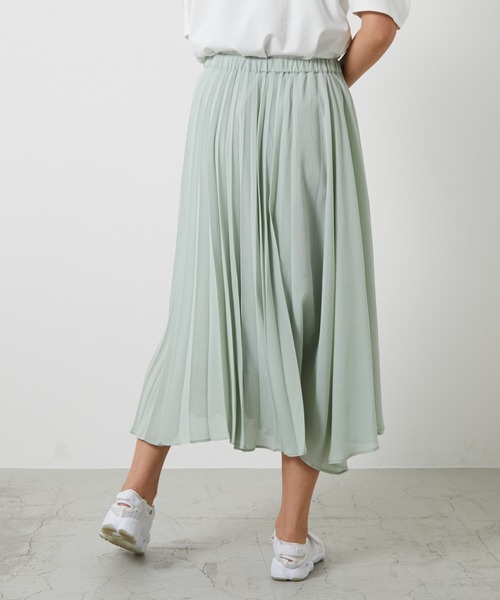 AZUL ENCANTO（アズールエンカント）の「シアークレープ　アシメプリーツスカート（スカート・レディース・アイボリー/ミント/ライトブラック・FREE）」の14枚目の写真