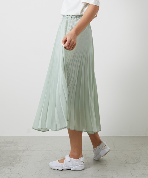 AZUL ENCANTO（アズールエンカント）の「シアークレープ　アシメプリーツスカート（スカート・レディース・アイボリー/ミント/ライトブラック・FREE）」の15枚目の写真