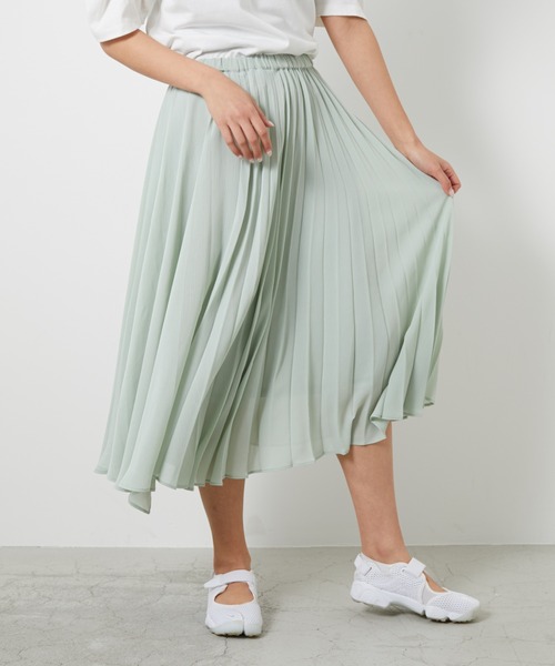 AZUL ENCANTO（アズールエンカント）の「シアークレープ　アシメプリーツスカート（スカート・レディース・アイボリー/ミント/ライトブラック・FREE）」の17枚目の写真