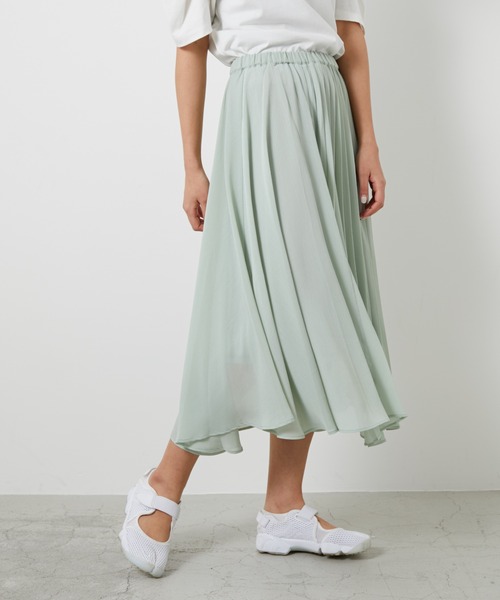 AZUL ENCANTO（アズールエンカント）の「シアークレープ　アシメプリーツスカート（スカート・レディース・アイボリー/ミント/ライトブラック・FREE）」の18枚目の写真