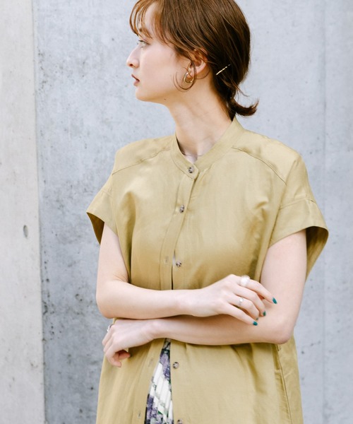 SENSE OF PLACE by URBAN RESEARCH（センスオブプレイスバイアーバンリサーチ）の「バンドカラーシャツワンピース（ワンピース・レディース・オフホワイト/ブラック/イエロー/グレー・ONE）」の19枚目の写真