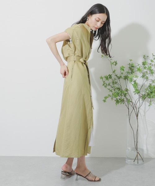 SENSE OF PLACE by URBAN RESEARCH（センスオブプレイスバイアーバンリサーチ）の「バンドカラーシャツワンピース（ワンピース・レディース・オフホワイト/ブラック/イエロー/グレー・ONE）」の7枚目の写真