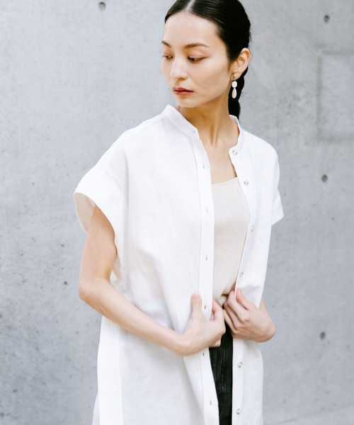 SENSE OF PLACE by URBAN RESEARCH（センスオブプレイスバイアーバンリサーチ）の「バンドカラーシャツワンピース（ワンピース・レディース・オフホワイト/ブラック/イエロー/グレー・ONE）」の8枚目の写真