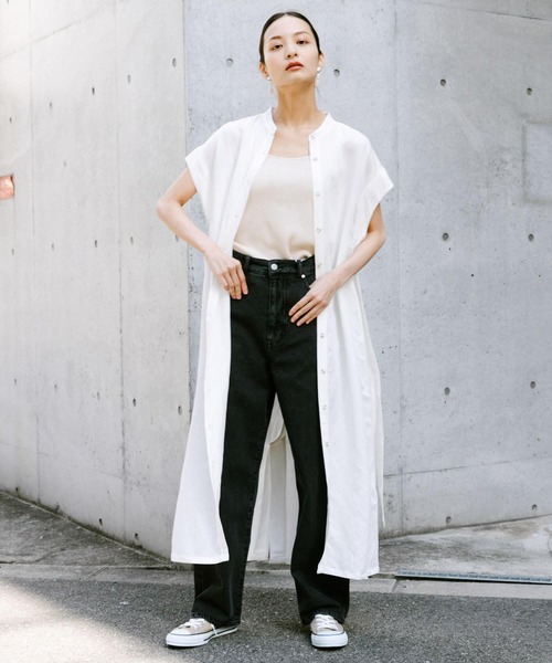 SENSE OF PLACE by URBAN RESEARCH（センスオブプレイスバイアーバンリサーチ）の「バンドカラーシャツワンピース（ワンピース・レディース・オフホワイト/ブラック/イエロー/グレー・ONE）」の22枚目の写真