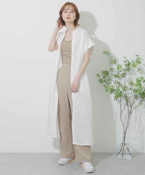 SENSE OF PLACE by URBAN RESEARCH（センスオブプレイスバイアーバンリサーチ）の「バンドカラーシャツワンピース（ワンピース・レディース・オフホワイト/ブラック/イエロー/グレー・ONE）」の16枚目の写真