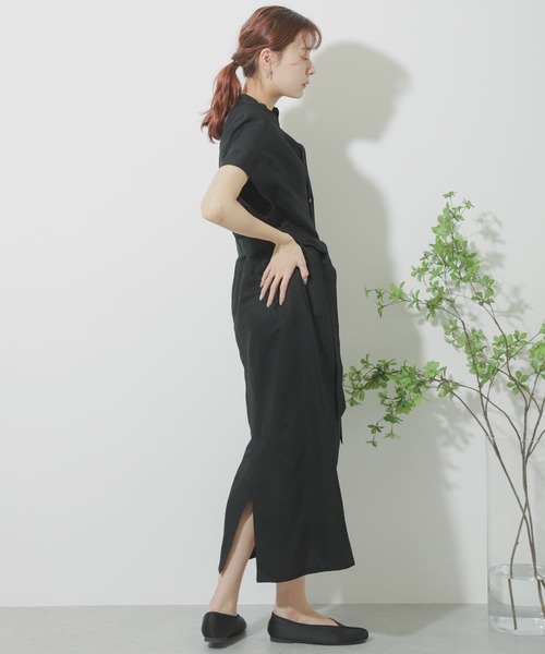 SENSE OF PLACE by URBAN RESEARCH（センスオブプレイスバイアーバンリサーチ）の「バンドカラーシャツワンピース（ワンピース・レディース・オフホワイト/ブラック/イエロー/グレー・ONE）」の17枚目の写真